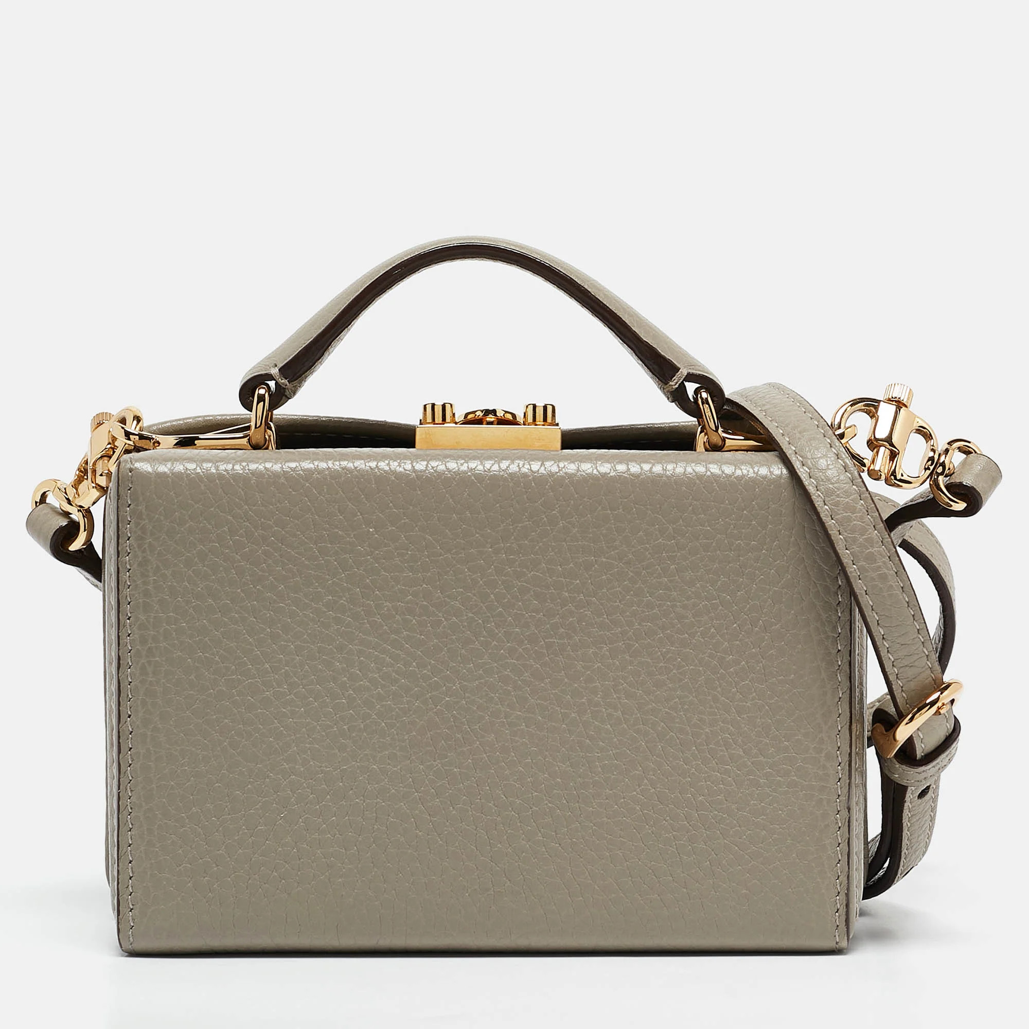 Mark Cross Grey Leather Mini Grace Box Bag | Shop Simon
