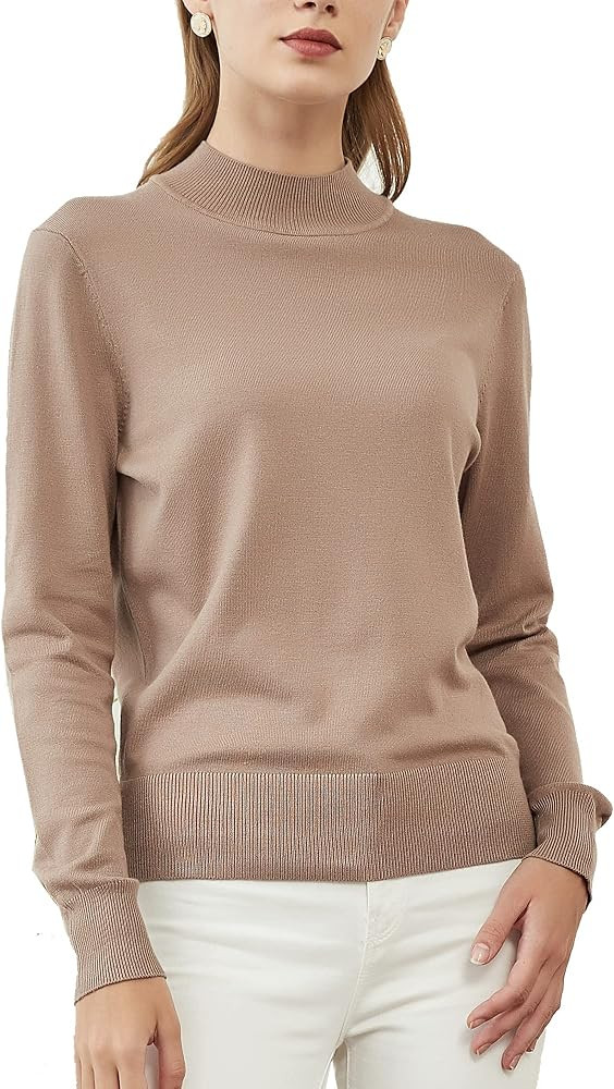Woolicity Womens Mock Neck Sweater Long Sleeve Knit Pullover Tops Casual Lightweight Jumper Loose... | Amazon (US)
