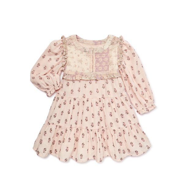 easy-peasy Baby and Toddler Girls Woven Patchwork Dress, Sizes 12 Months-5T | Walmart (US)