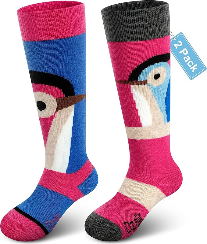 Merino Wool Ski Socks Kids 2 Pairs, Winter Warm Knee High Snowboarding Thermal Skating Socks for ... | Amazon (US)