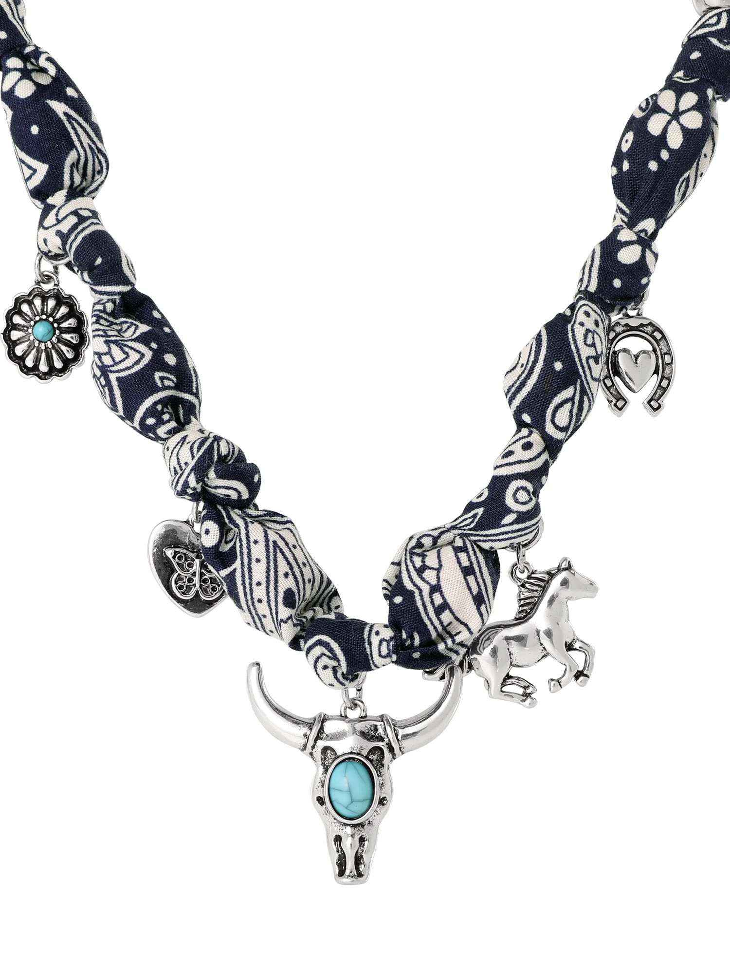 Jessica Simpson Women's Faux Turquoise Bandana Charm Necklace - Walmart.com | Walmart (US)