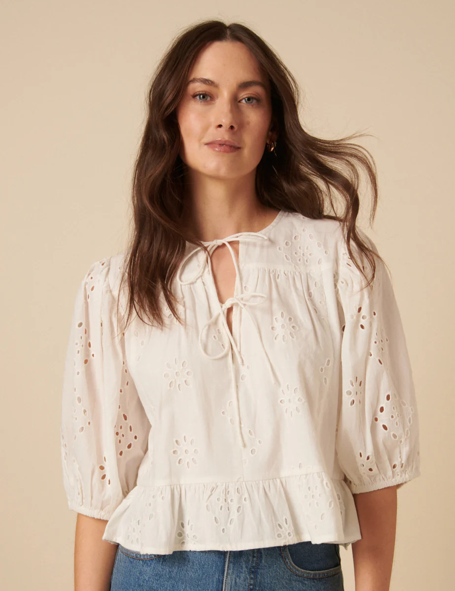 White Broderie Anglaise Top | Nobody's Child