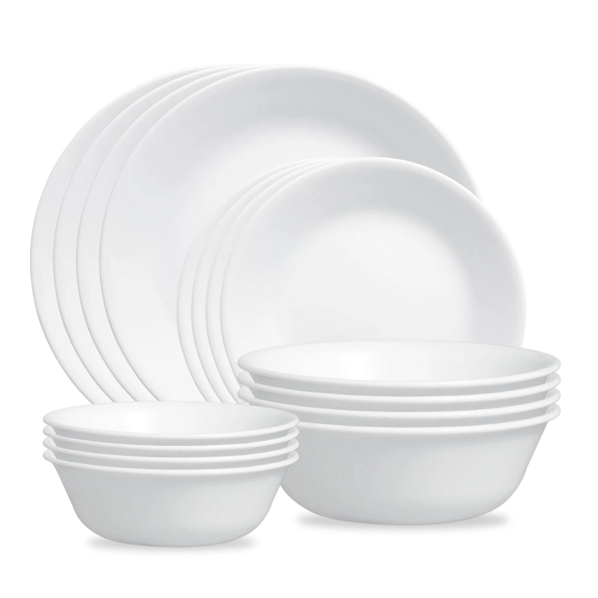 Corelle Winter Frost White 16-piece Mugless Dinnerware Set, Service for 4 - Walmart.com | Walmart (US)