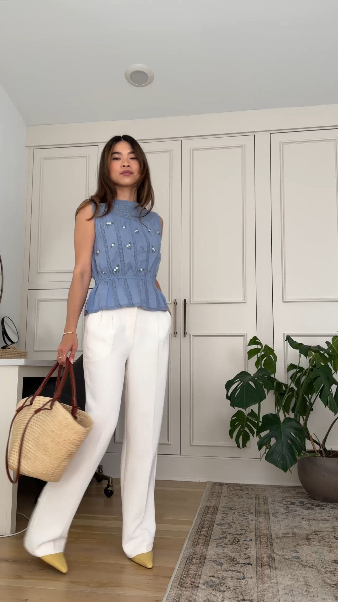 Sizing info:
•Blue tank size 2 in Contrasting Ecru Embroidery on Sky Blue Background
 •White pants size 0 in White 

petite fashion, get dressed with me, outfit inspiration, ootd, nashville outfit, Nashville influencer, petite style, vacation style, casual outfits, mom style, petite pants, spring outfits, spring outfit info, spring pants, spring outfit idea, spring top, spring bag, spring tank, spring shoes, summer pants, petite pants, cropped pants, aritzia pants 
@Aritzia 
 

#LTKWorkwear #LTKPetite #LTKootd
