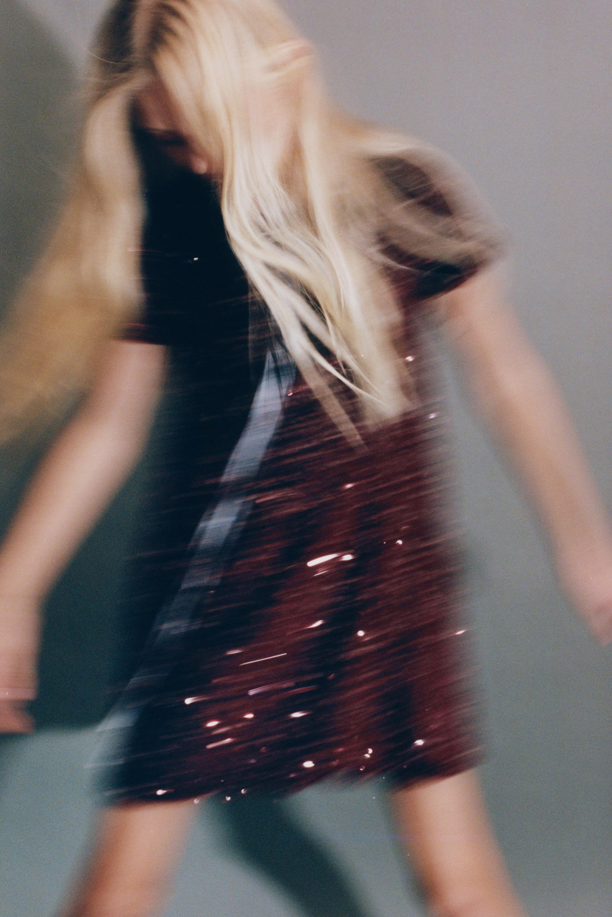 SEQUIN VELVET BOW DRESS | Zara Canada