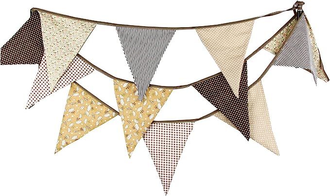 INFEI 3.5M/11.5Ft Multi-colored Floral Fabric Triangle Flags Bunting Banner Garlands for Wedding,... | Amazon (US)