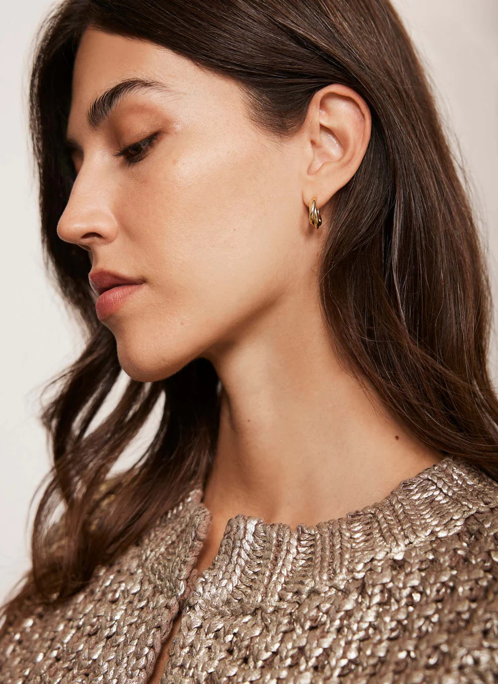 Gold Plated Twist Hoop Earrings | Mint Velvet