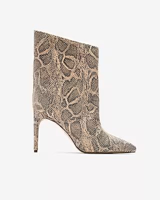 Snakeskin Textured Asymmetrical Booties | Express