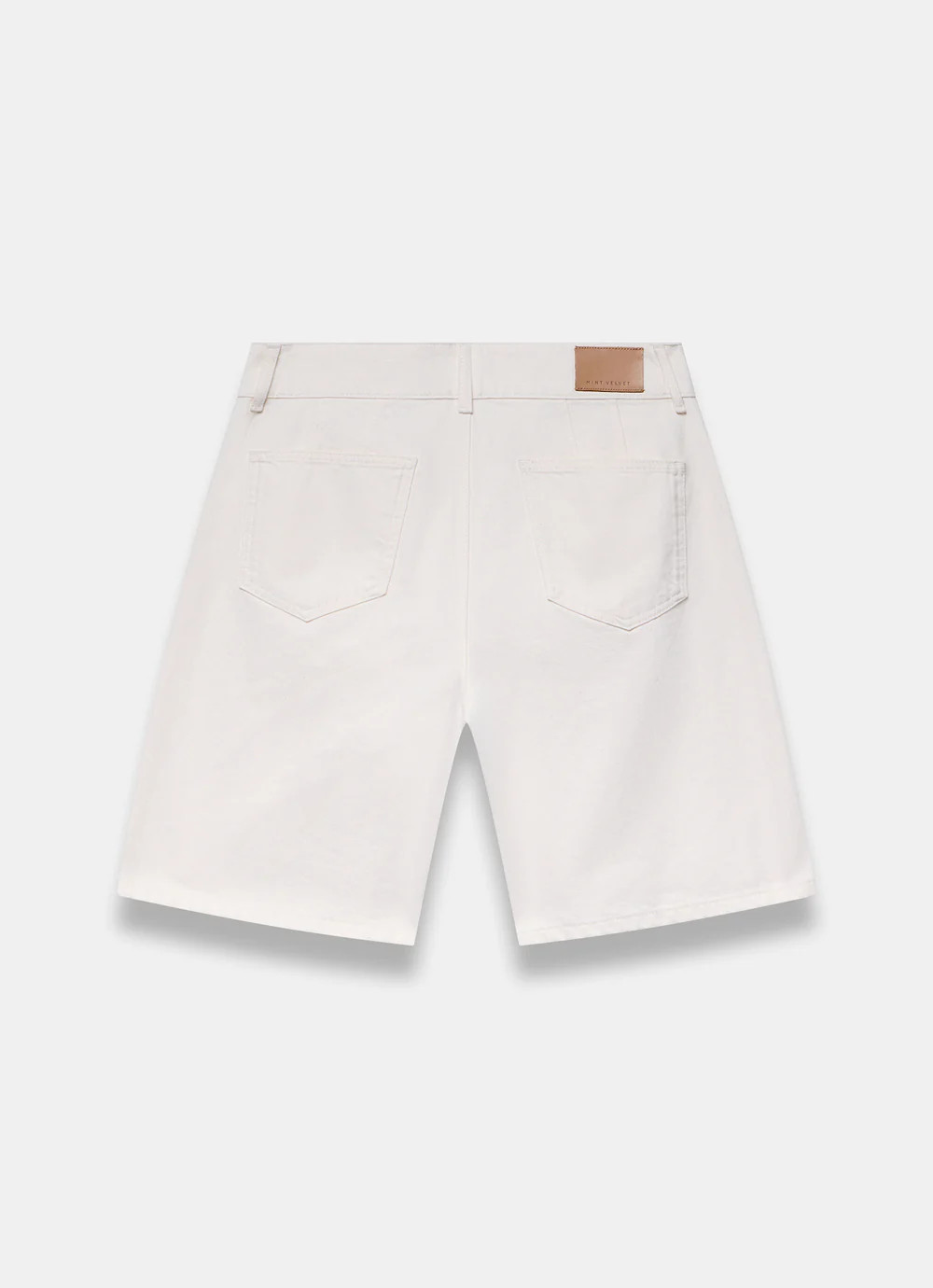 Cream Denim Mid Length Shorts | Mint Velvet