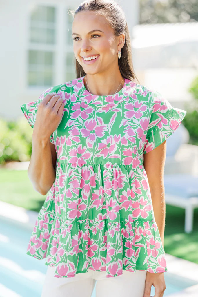 Hear Your Call Green Floral Babydoll Top | The Mint Julep Boutique