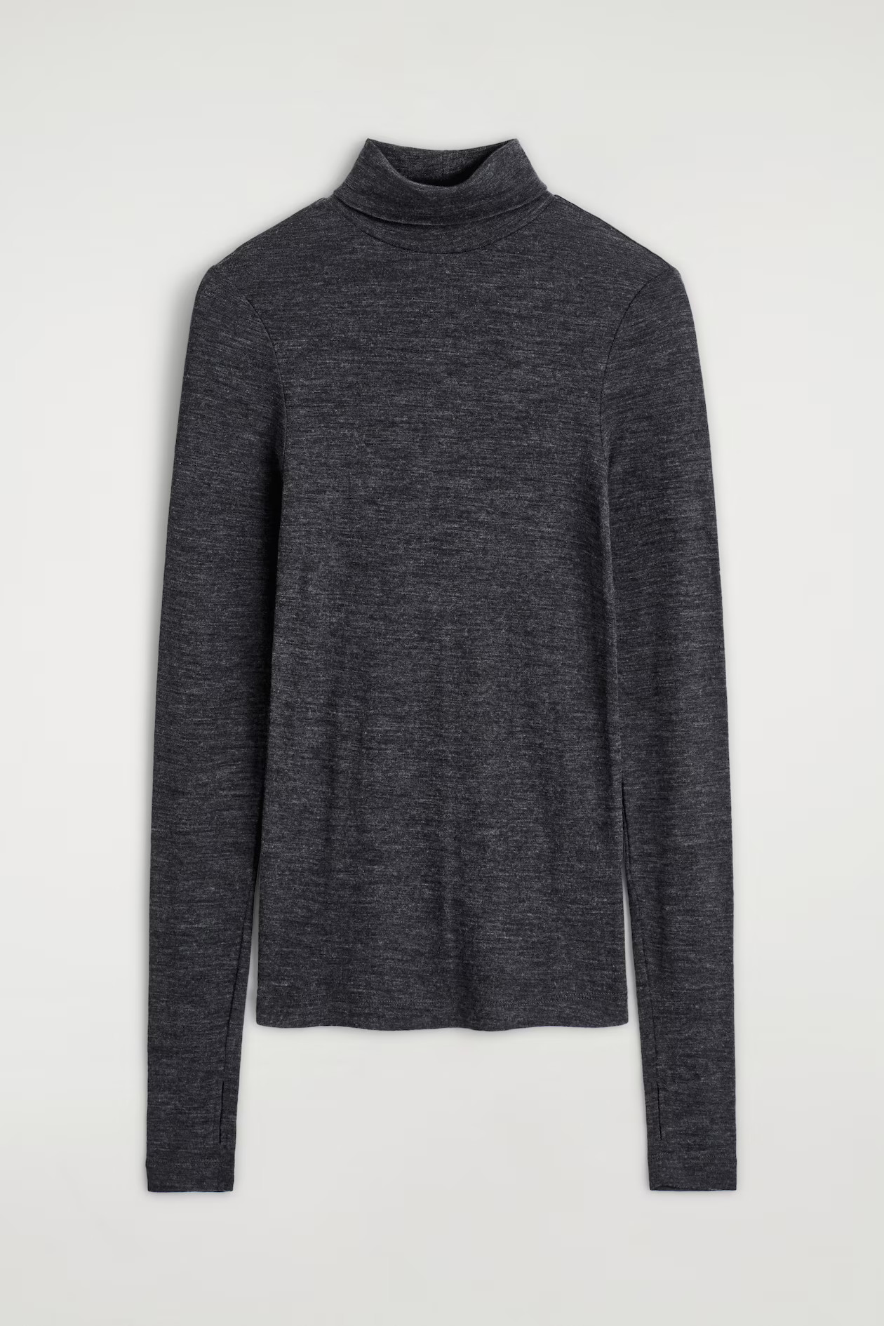 MERINO WOOL HIGH-NECK TOP - DARK GREY MÉLANGE | COS GB | COS UK