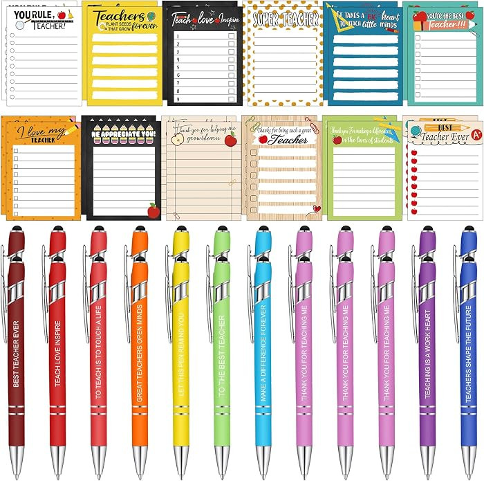 Geyee 24 Pcs Back to School Teacher Gifts Teachers Sticky Notes with Funny Pens 3 x 4 Inch Teache... | Amazon (US)