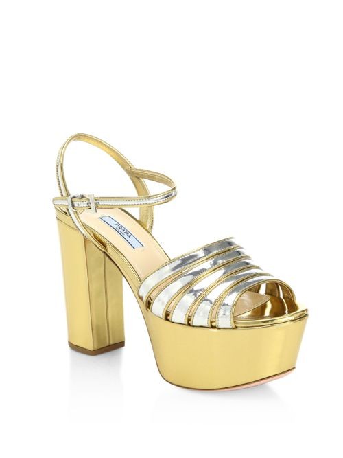 Two-Tone Metallic Leather Platform Sandals | Saks Fifth Avenue