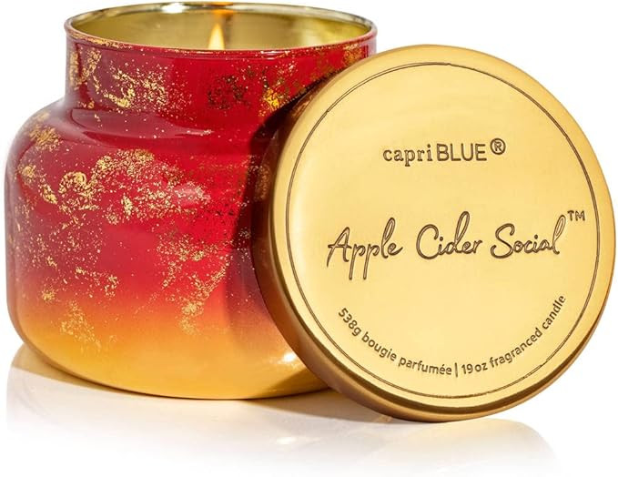 Capri Blue Glimmer Signature Jar Candle - Apple Cider Social Scented Candle with Ombre Glass Cand... | Amazon (US)
