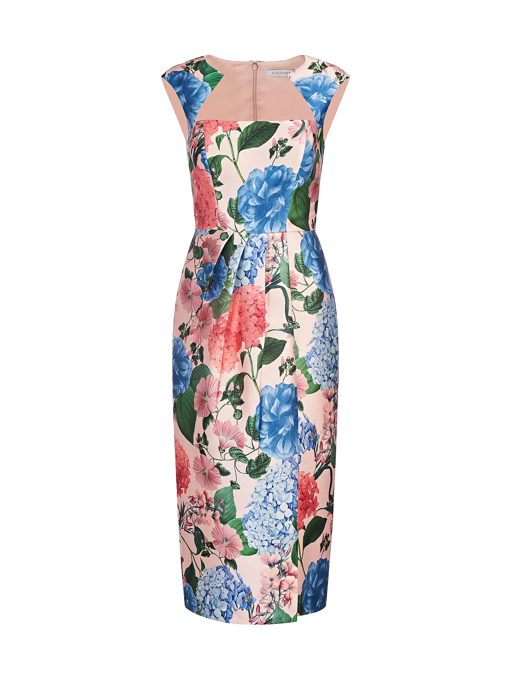 Shop Kay Unger Henrietta Floral Mikado Midi-Dress | Saks Fifth Avenue | Saks Fifth Avenue