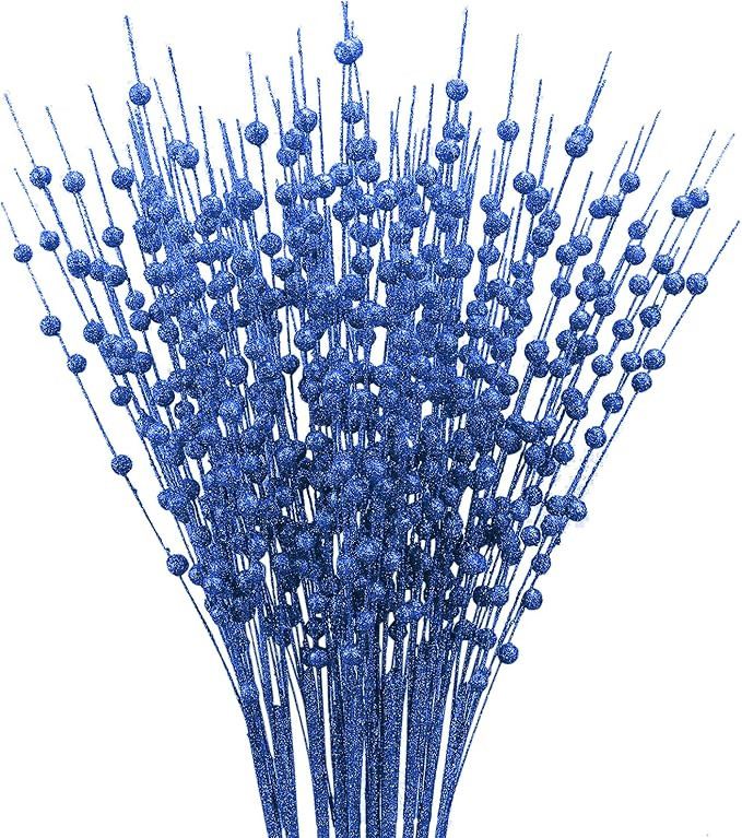 Christmas Tree Picks and Sprays,Blue Christmas Tree Filler Decorations,Glitter Berry Picks for Ch... | Amazon (US)