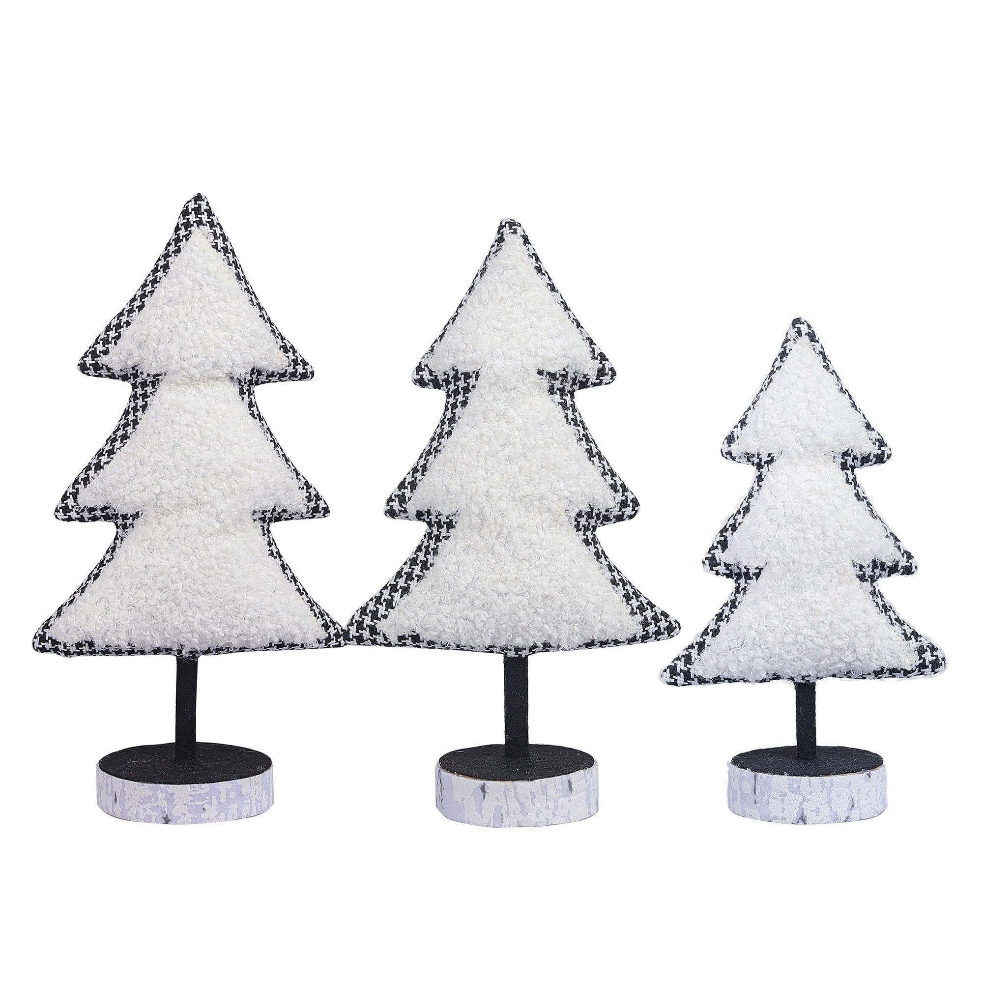 Holiday Time White Shag Trees, Set of 3 Tabletop Decoration, (L) 12", (M) 10", and (S) 8" | Walmart (US)