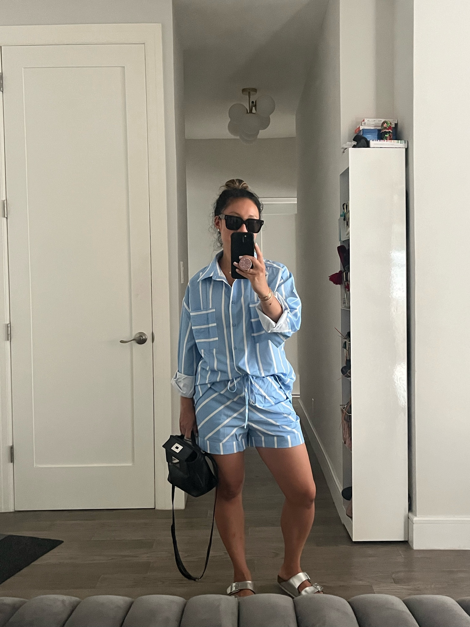 Matching set. Stripe set. Blue and white. Amazon find. I’m wearing a small. Super oversized. 