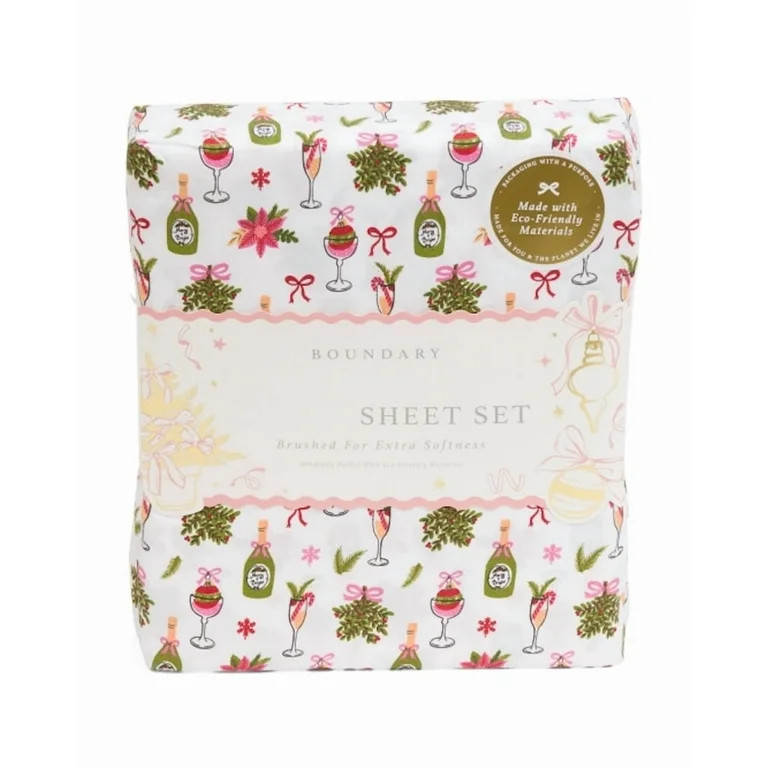 Boundary Christmas Winter Sheet Set (Christmas Party Drinks, Queen) | Walmart (US)