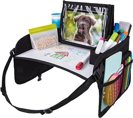 Lusso Gear Kids Travel Tray with Dry Erase Board, Road Trip Essentials Kids, No-Drop Tablet Holde... | Amazon (US)