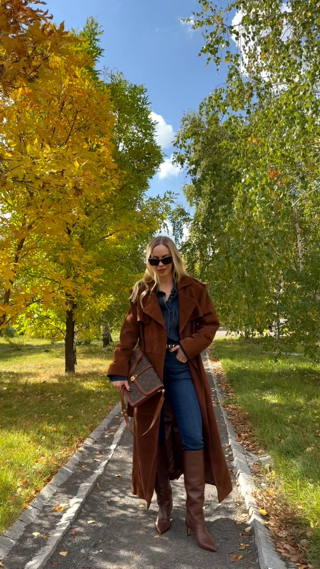 Suede trench coat fall outfit, all denim outfit with suede coat, slim leg jeans with point toe stiletto boots

#LTKSeasonal #LTKOver40