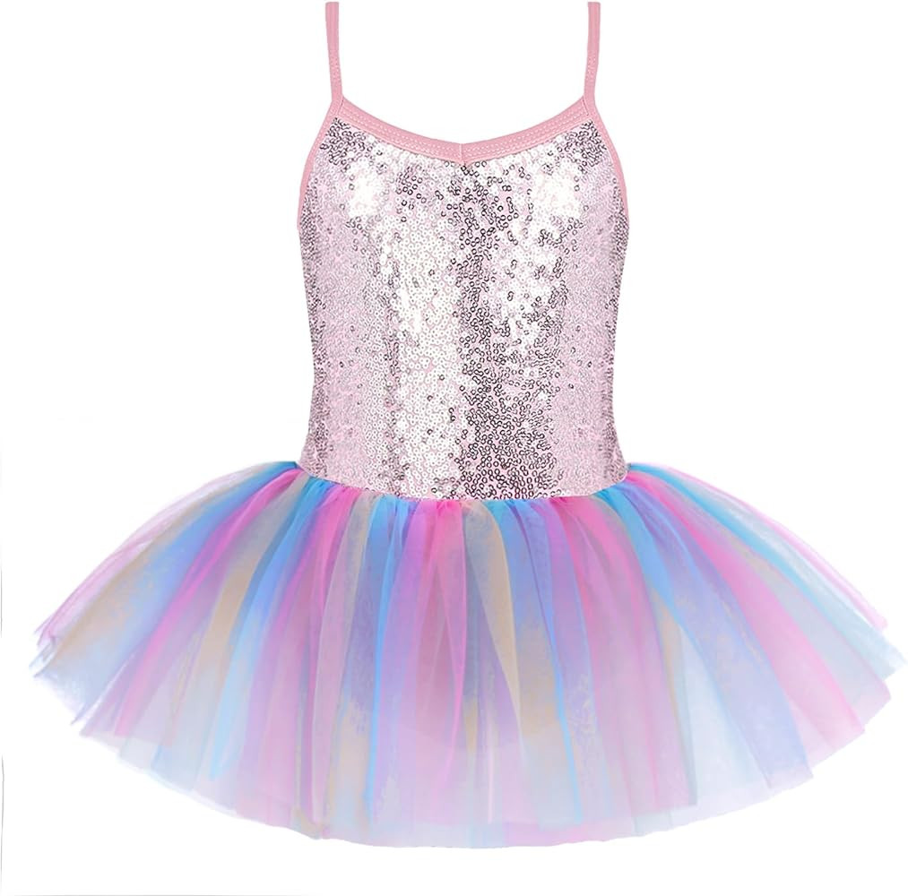 Zaclotre Little Girls Sequin Leotard Sparkly Strap Ballet Leotards Tutu Dress Ballerina Outfit Da... | Amazon (US)