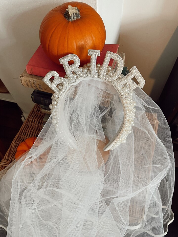 1pc Pearl Headband & Veil Wedding Bridal Hair Accessories, Party Decoration | SHEIN
