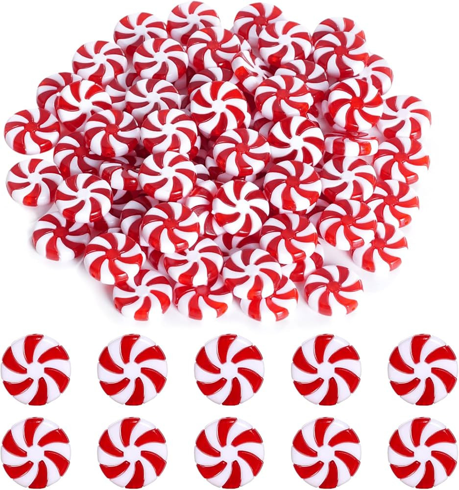 obmwang 80Pcs Christmas Candy Cane Ornaments Red and White Candy Decorations Christmas Tree Hangi... | Amazon (US)