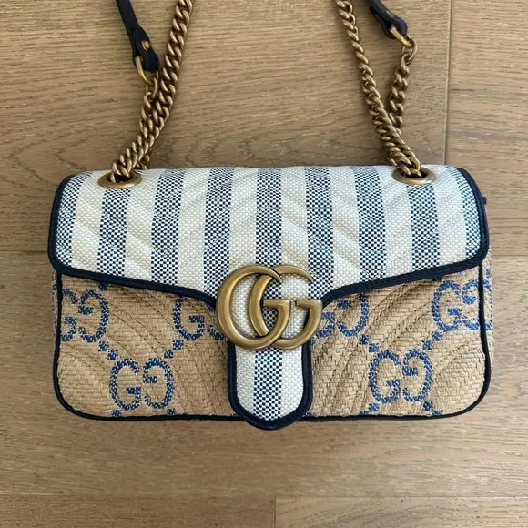 Gucci GG Marmont Matelassé Raffia Shoulder Bag | Poshmark