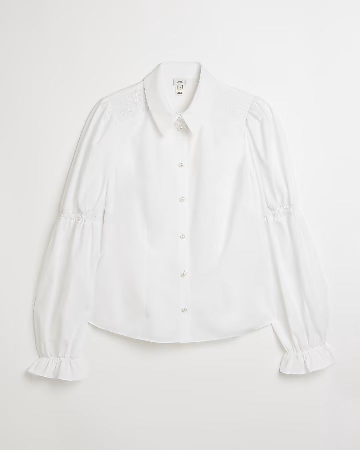 White shirred shirt | River Island (UK & IE)