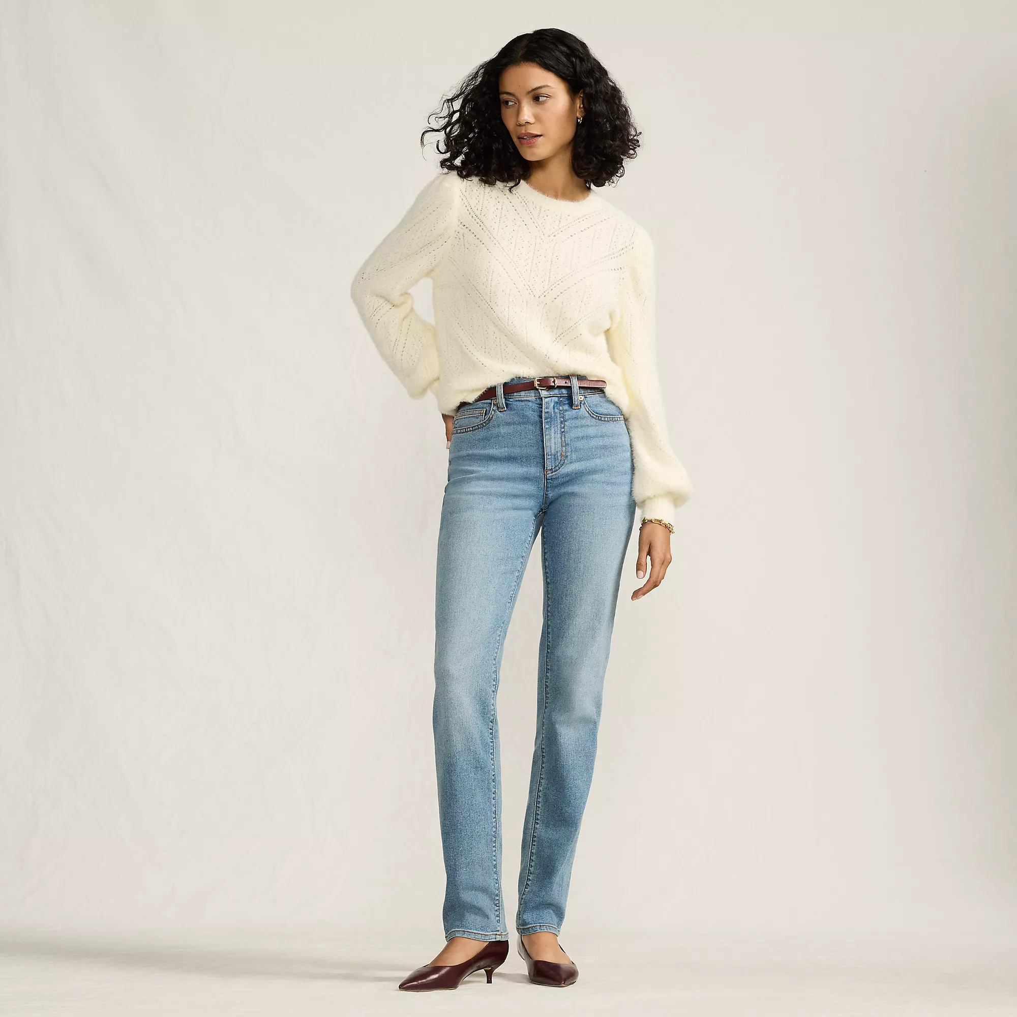 Women's Recover High Rise Straight Leg Blue Jeans | Lands' End (US)