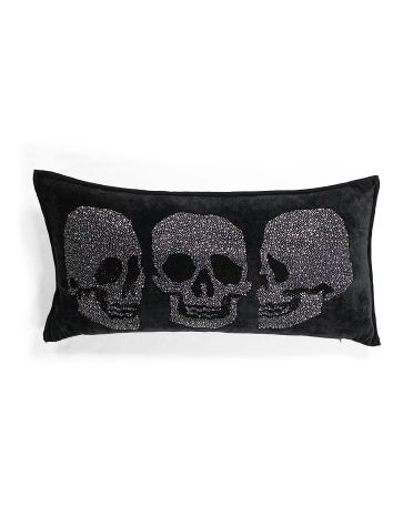 12x24 Velvet With Crystal Skulls Pillow | TJ Maxx
