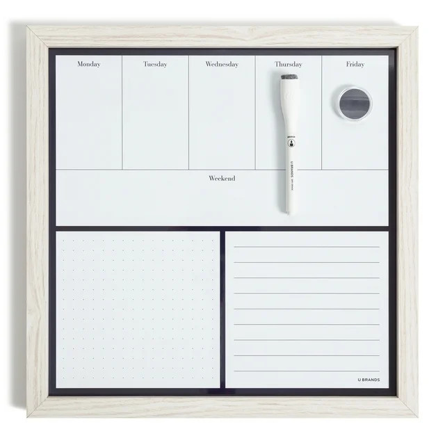 U Brands Magnetic Weekly Dry Erase Whiteboard, 14" x 14", White MDF Frame - Walmart.com | Walmart (US)
