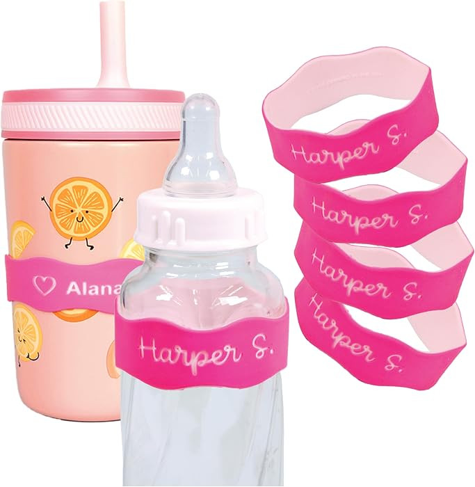 InchBug Orbit Labels Baby Bottle and Water Bottle Silicone Name Bands \u2013 Personalized Reusabl... | Amazon (US)
