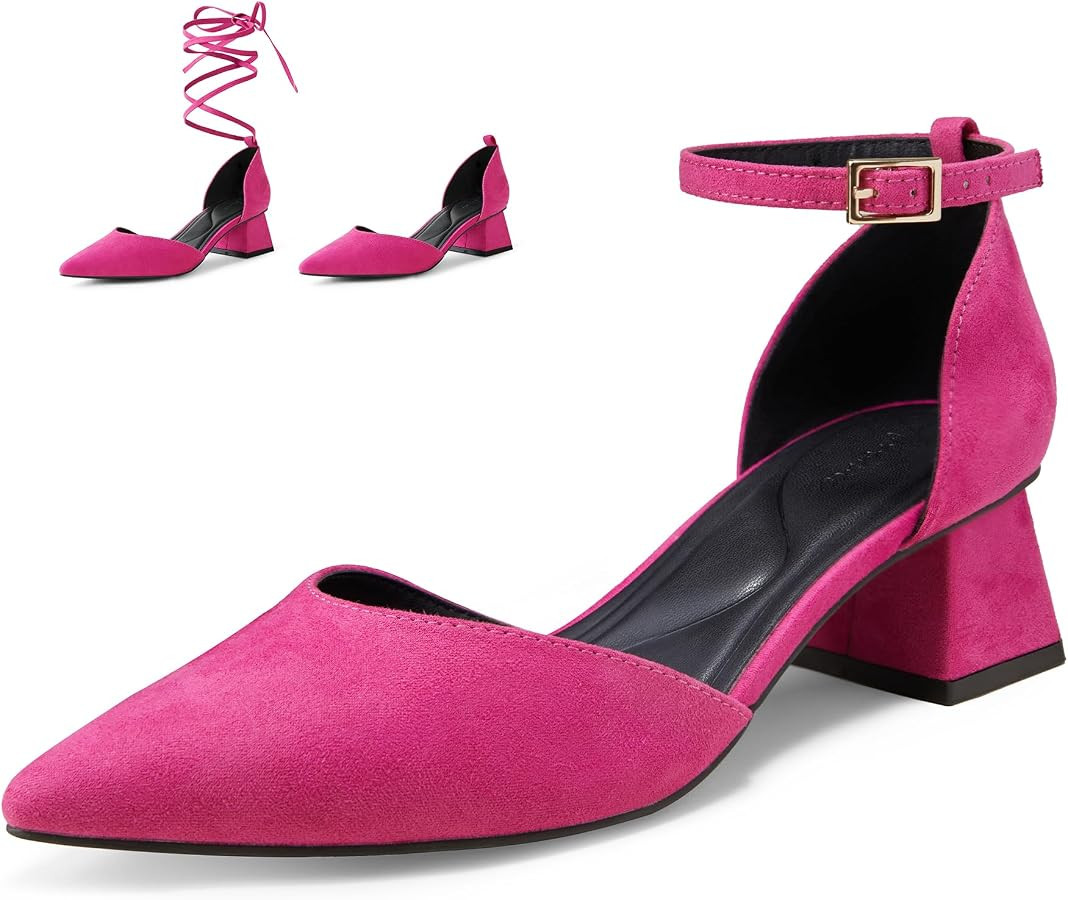 Arromic Women's Pumps Pointed Toe Three-Way Wear Adjustable Ankle Strap Strappy Chunky Heels for ... | Amazon (US)