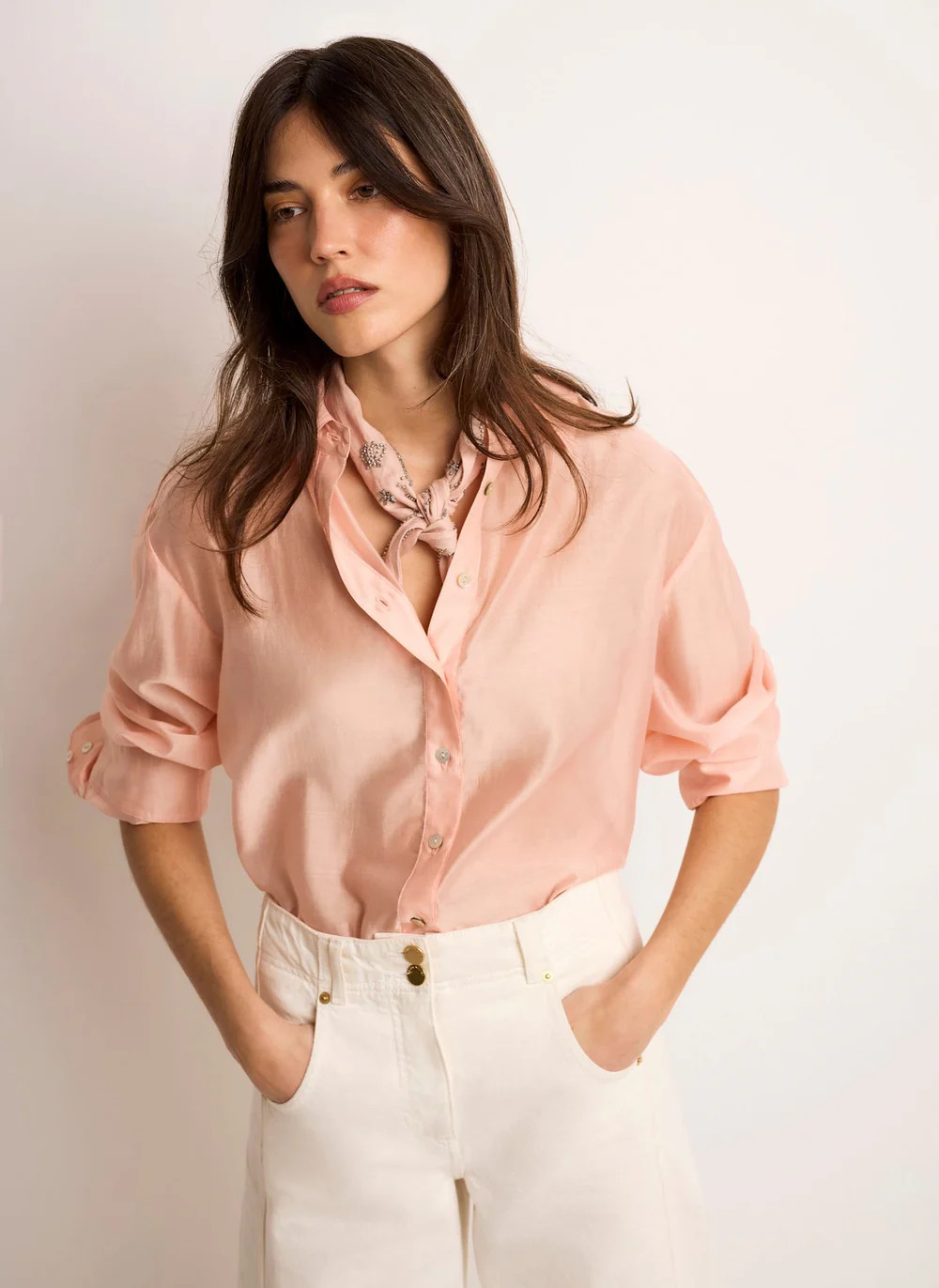 Light Pink Sheer Shirt | Mint Velvet