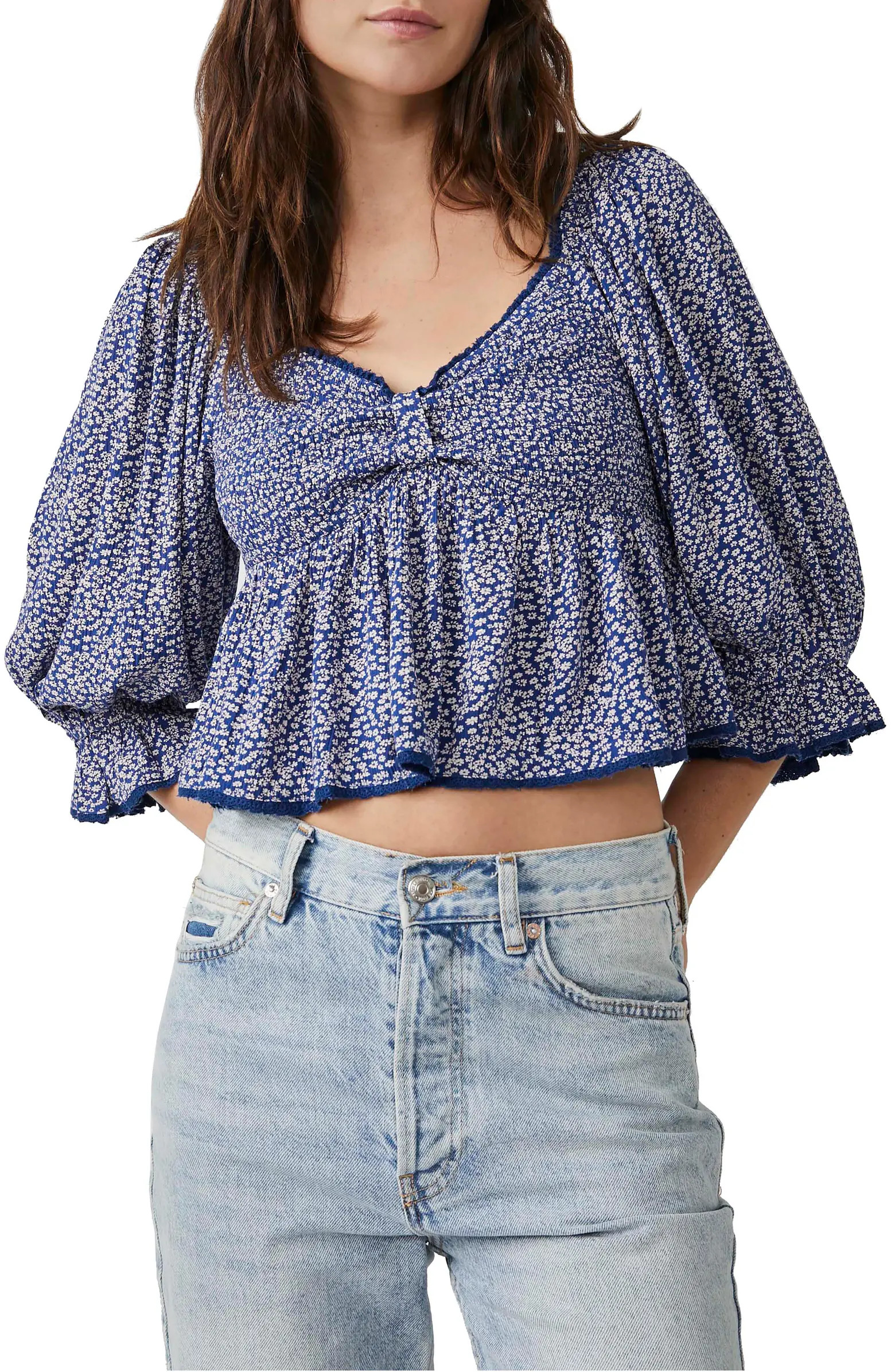 Free People Brittnee Print Smocked Back Peplum Top | Nordstrom | Nordstrom