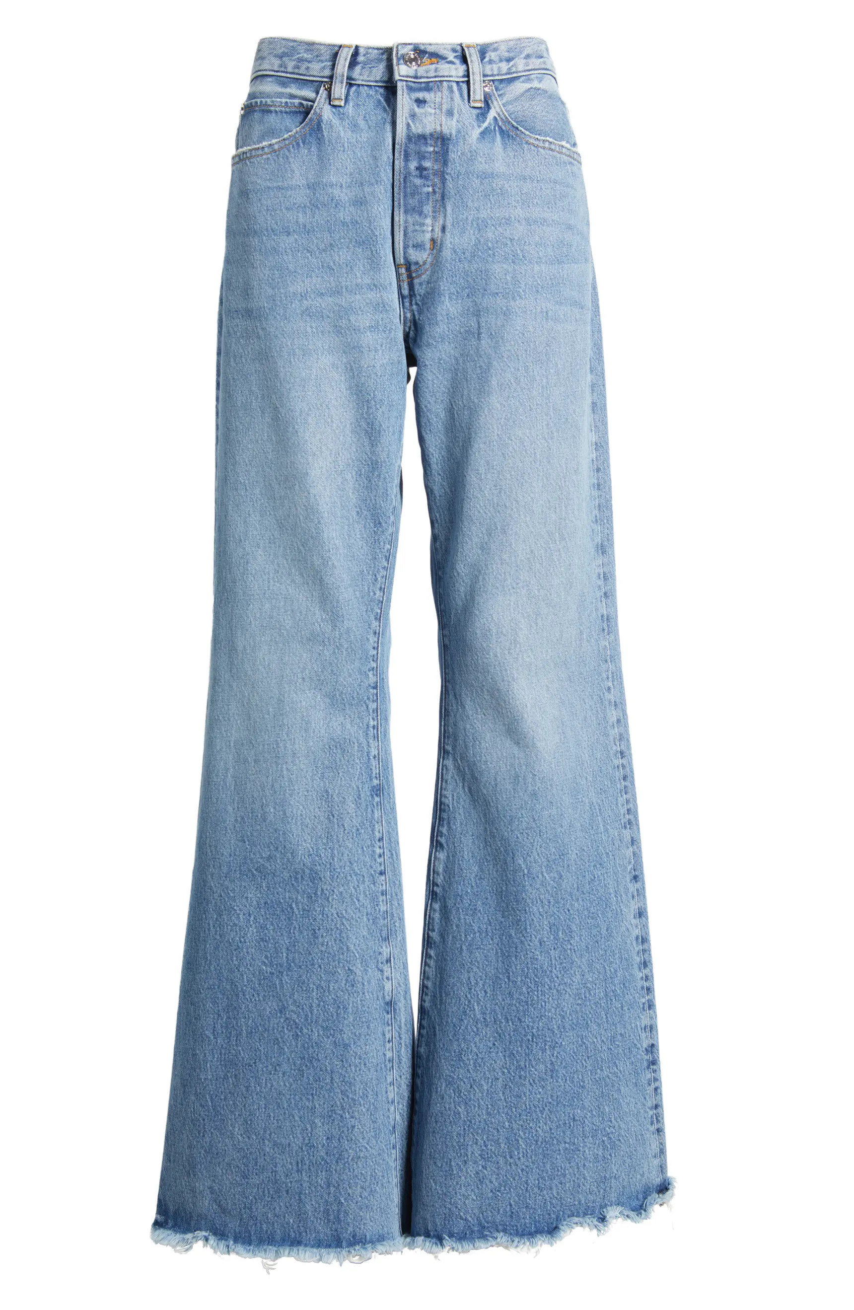 The Lax Frayed High Waist Flare Jeans | Nordstrom