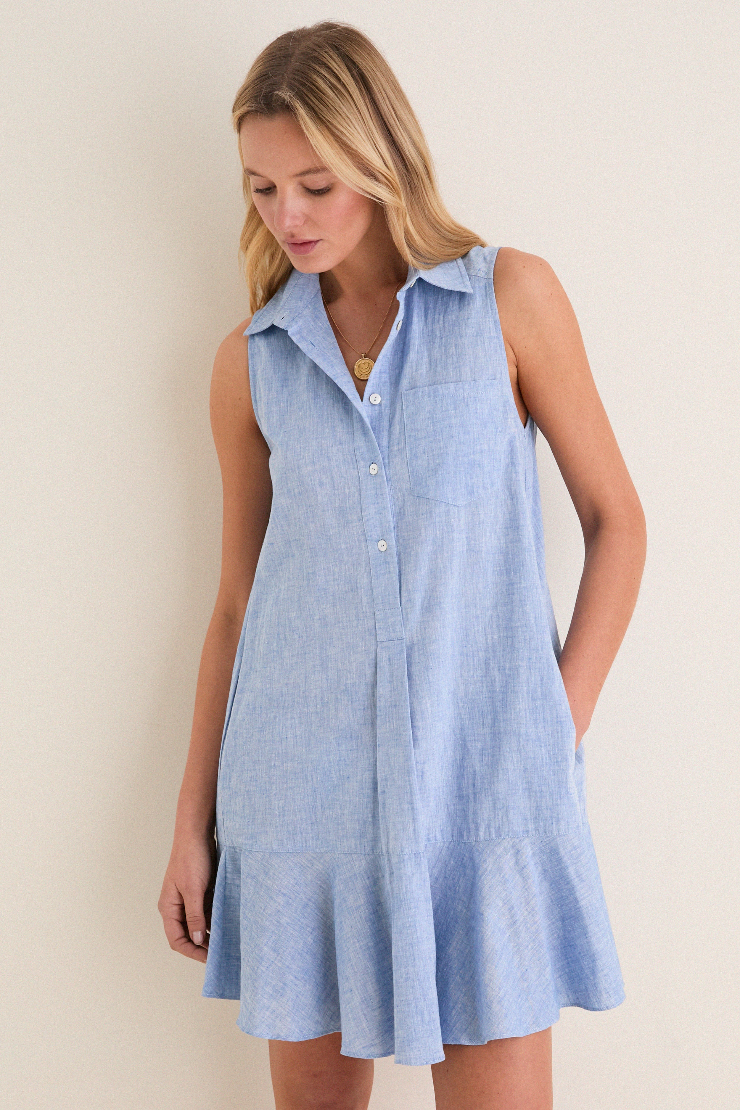Chambray Sleeveless Callahan Shirt Dress | Tuckernuck (US)