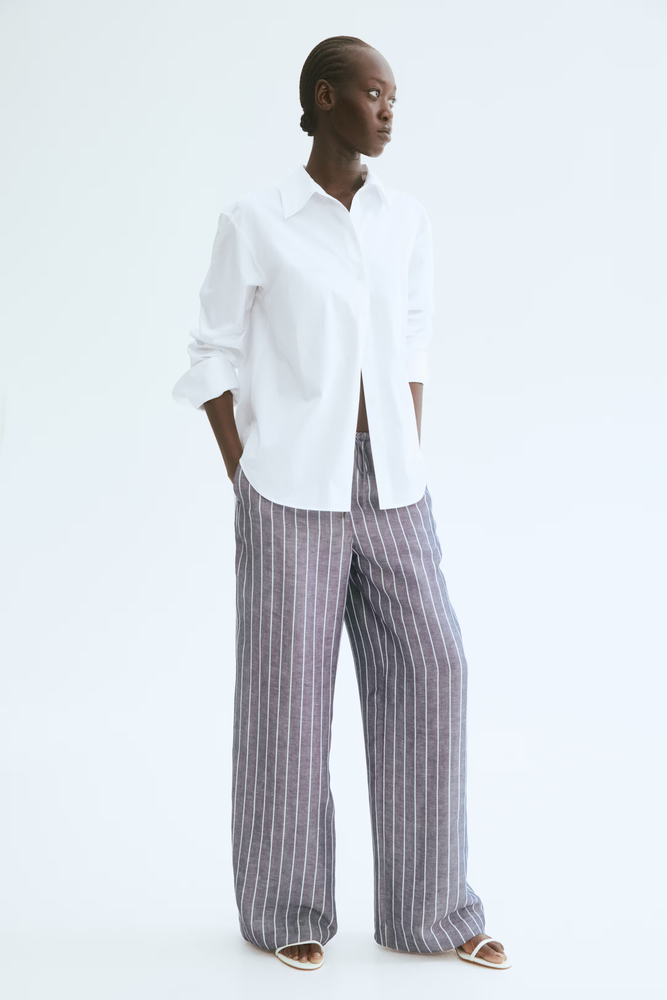 Straight linen-blend trousers | H&M (US + CA)
