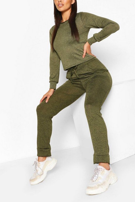 Petite Knit Jogger And Crop Loungewear Set | Boohoo.com (US & CA)