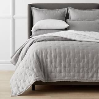 The Company Store Legends Hotel Reversible Relaxed White/Gray Solid Twin Linen Quilt 50691Q-T-WHI... | The Home Depot