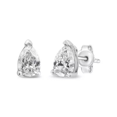 Haus of Brilliance Lab Created 14K White Gold 3/4 Ct Pear Shape Solitaire Lab Grown Diamond Stud Earrings | Belk
