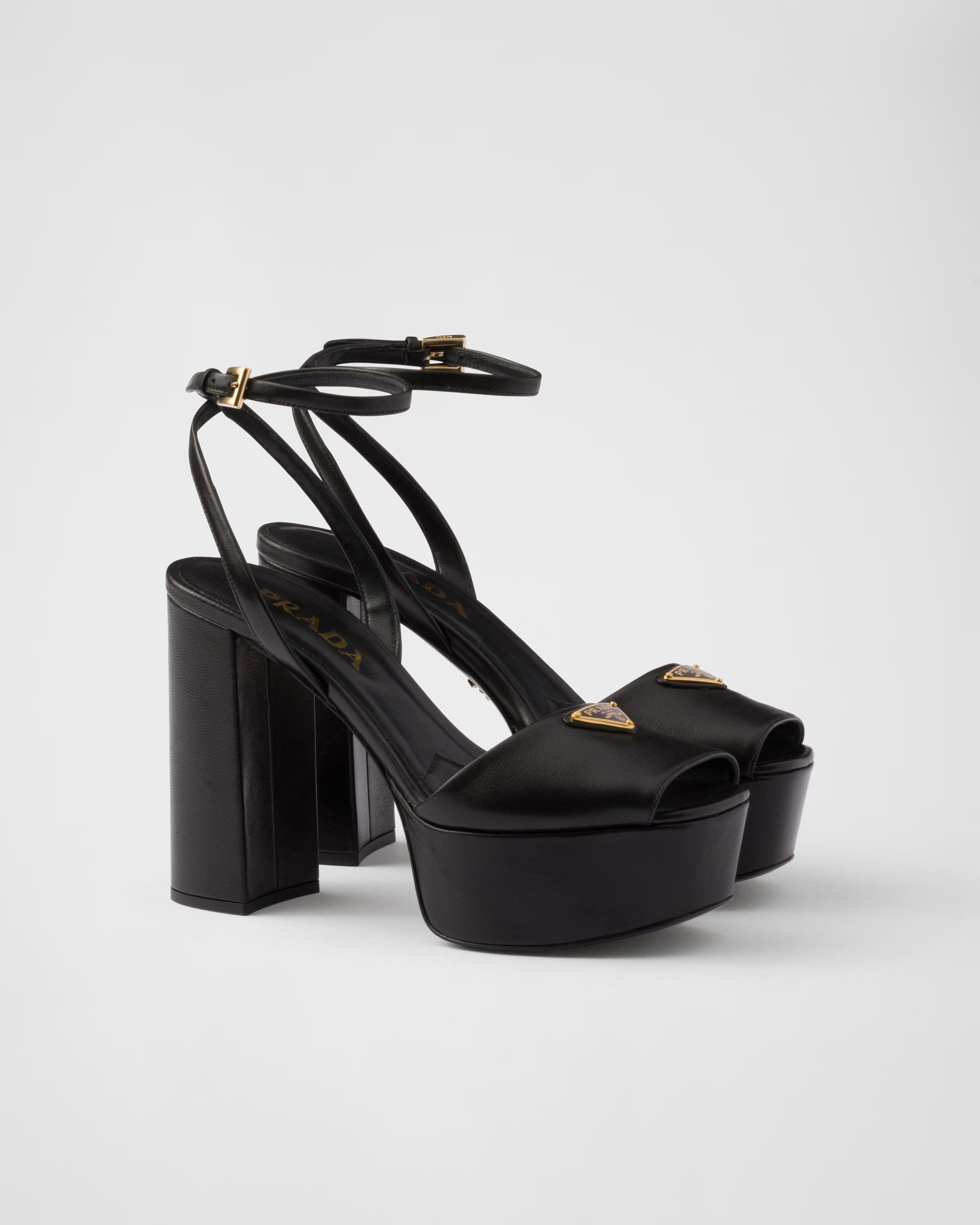 Nappa leather platform sandals | Prada US