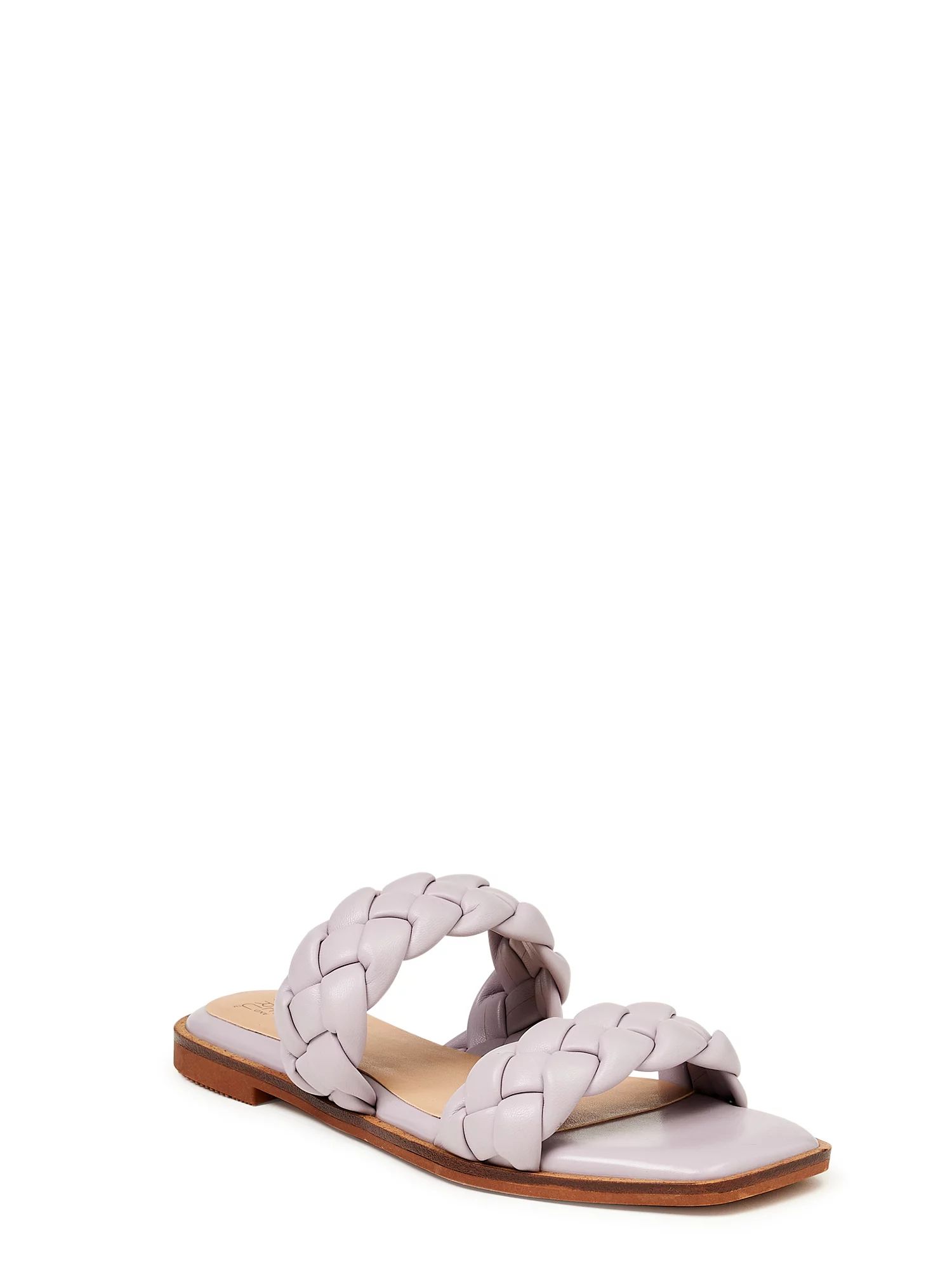 Time and Tru Women's Braided Two Band Sandals - Walmart.com | Walmart (US)