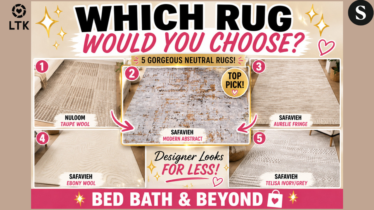 5 Gorgeous Neutral Rugs from Bed Bath & Beyond You Need to See! 🤎✨ | Designer Rugs for Less

Looking for the perfect neutral area rug for your living room, bedroom, or dining space? 🤎
Today I'm sharing 5 beautiful Bed Bath & Beyond rug finds that give designer-inspired style without the designer price tag! From soft ivory wool rugs to modern abstract patterns and cozy taupe tones, these rugs can completely transform your space.
✨ Featured Rugs: ✔️ Nuloom Montceito Tiled Wool Area Rug – Taupe ✔️ SAFAVIEH Shivan Silke Modern Abstract Rug – Grey/Gold ✔️ SAFAVIEH Whisper Aurelie Contemporary Fringe Rug – Ivory/Beige ✔️ SAFAVIEH Handmade Ebony Sabiye Wool Rug – Ivory ✔️ SAFAVIEH Pyramid Telisa Casual Rug – Ivory/Grey


Which one is your favorite? Let me know in the comments below! 👇


💖 Shop my favorite home decor finds:



 🔗 LTK



 🔗 ShopMy https://shopmy.us/shop/collections/5798235



Don't forget to Like, Comment & Subscribe for more affordable luxury home decor inspiration!



#BedBathAndBeyond #AreaRugs #HomeDecor #NeutralHomeDecor #LivingRoomInspo #InteriorDesign #AffordableLuxury #ModernHomeDecor #OrganicModern #RugInspo #HomeStyling #DesignerLooksForLess #DecorFinds #RugShopping #HomeInspiration



bed bath and beyond rugs, area rugs, neutral rugs, ivory rug, taupe rug, safavieh rug, nuloom rug, modern area rug, designer rugs, affordable home decor, living room rugs, bedroom rugs, 9x12 area rug, organic modern decor, home decor finds, rug shopping, luxury home decor, contemporary rugs, wool rugs, interior design ideas, modern farmhouse decor, home styling inspiration 

 #LTKdayinmylife #LTKOver40 #LTKHome
