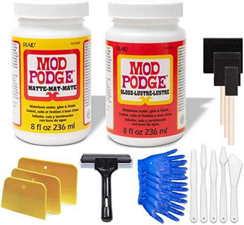 Mod Podge Bundle, 8 Ounce Gloss and Matte Medium Waterproof Sealer, Pixiss Accessory Kit with Brayer | Amazon (US)