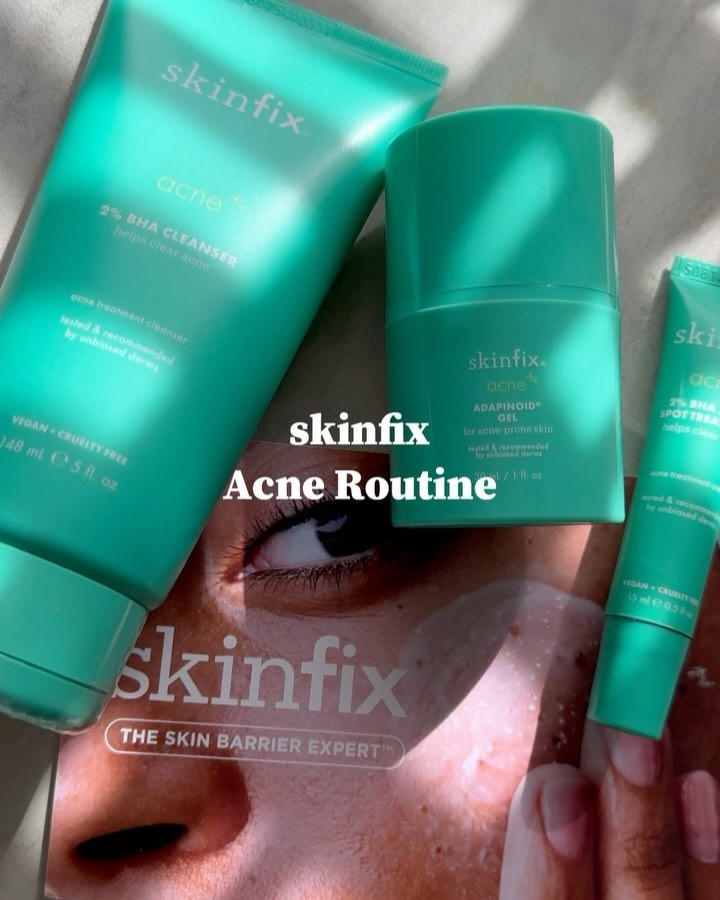 Skinfix, the skin barrier expert formulated powerful acne-fighting formulas that respect skin barrier. 

💚💚💚I’ve been using this set for a few days now and I’m quite impressed with how well my acne-prone skin has responded to it. I can’t wait to see the long-term effects, but I definitely recommend this set. The products are gentle, effective, and truly live up to their claims.
Thank you @skinfix @skinfixinc 🫶

Swipe to the left to see your 3 steps to fighting acne while respecting the skin barrier:

✅Acne* 2% BHA Cleanser (MAINTAIN)
This powerful cleanser helps reduce breakouts and excess oil.  The formula has a fragrance-free, milky texture that doesn’t lather too much but effectively cleanses the face without stripping the skin. It combines clinical actives to clear dead skin cells and unclog pores yet remains gentle for daily use, leaving skin clean and refreshed. 

✅Acne* Adapinoid® Gel (TREAT)
I use this at night and it visibly minimizes the size of my pores, minimizes redness, and absorbs excess oil, with no irritation than a traditional retinoid, my skin is left feeling calm and soothed. It makes my skin look & feel healthier the next day.  It delivers potent actives while being gentle on the skin barrier, offering retinoid benefits without typical irritation.

✅Acne* 2% BHA Spot Treatment (TARGET)
This concentrated formula zap all forms of acne on spot.  This has a coarse white texture but gentle to cover the targeted spots.  No irritation at all and effectively reduced the size of my acne and redness overnight.

I highly recommend them! 
Available at Sephora US, Sephora CAN, Sephora UK, Sephora ANZ
——————-
SkinFix is consciously clean, clinically proven, tested + recommended by unbiased dermatologists.
