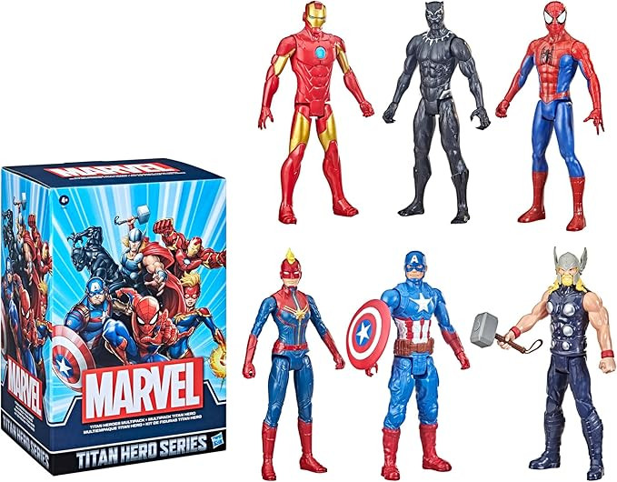 Marvel Titan Hero Series Action Figure Multipack, 6 Action Figures, 12-Inch Toys, Inspired By Mar... | Amazon (US)