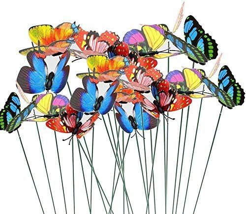 VIMOA Decorative Garden Butterfly Stakes 50pcs Butterfly Stakes Waterproof Butterfly Decor Garden fo | Amazon (US)